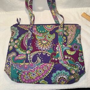 Vera Bradley Heather Purple Paisley Print Shoulder Bag /  Zippered Tote